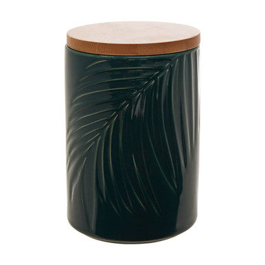Dark Green Medium Storage Jar with Bamboo Lid | Bali