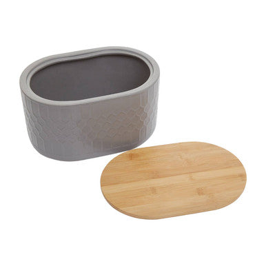 Geome Grey Bread Bin In Stoneware