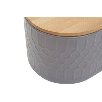 Geome Grey Bread Bin In Stoneware