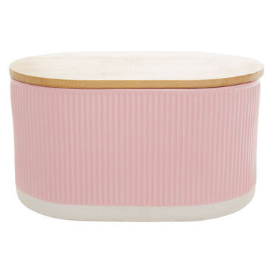 Geome Pink Bread Bin In Stoneware