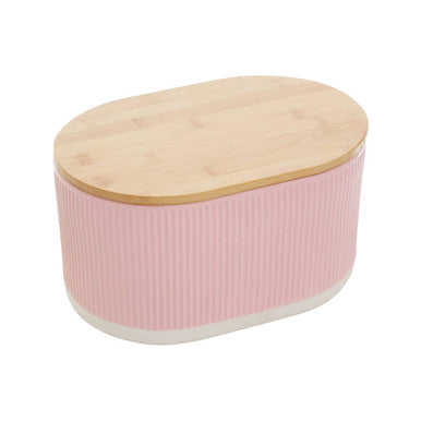 Geome Pink Bread Bin In Stoneware