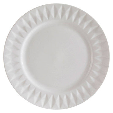 Avie 16 Piece White Embossed Dinner Set.