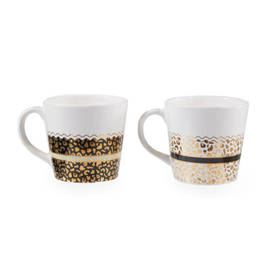 London Set of Two Leopard Print Mugs | London Leo