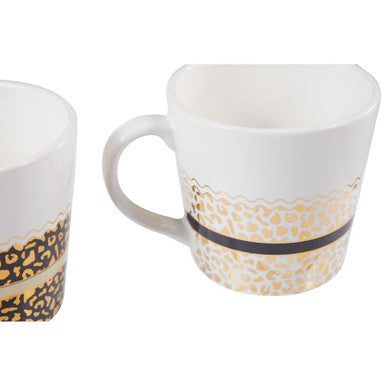 London Set of Two Leopard Print Mugs | London Leo