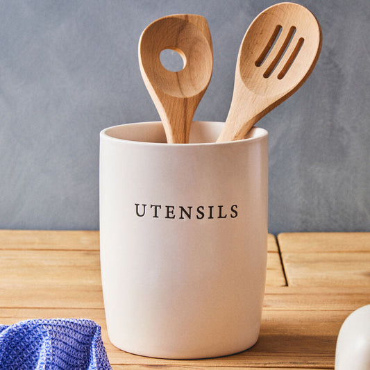 Farmhouse Cream Utensil Holder