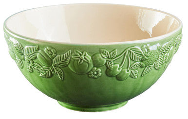 Anaya Green Ceramic Large Bowl with Embossed Design