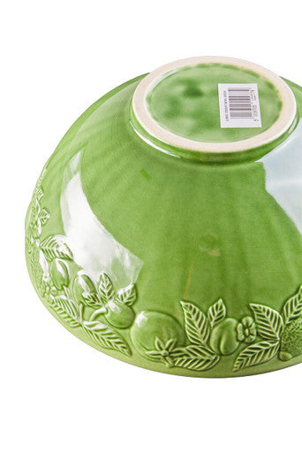 Anaya Green Ceramic Large Bowl with Embossed Design