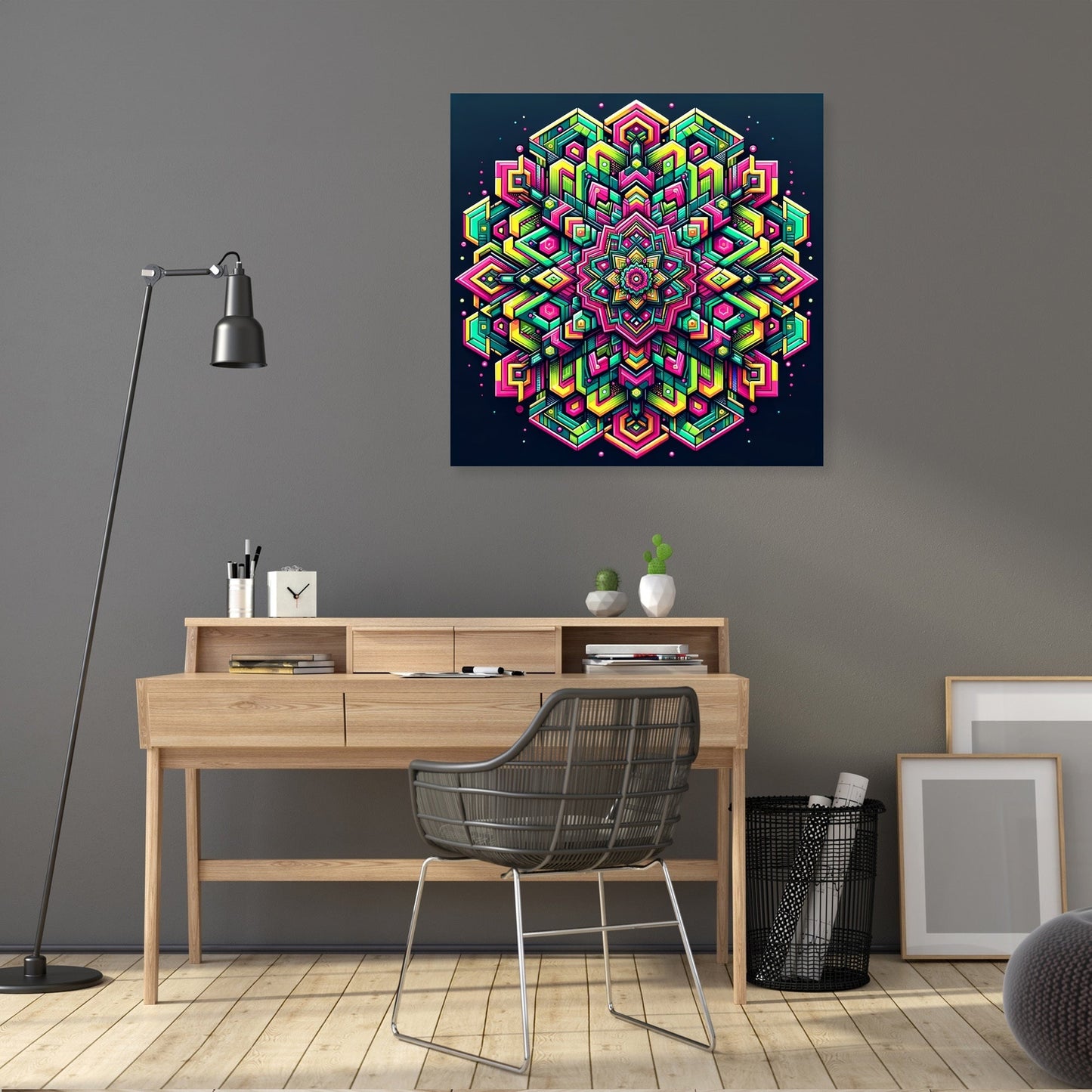 Neon Hexa-Diamond Canvas