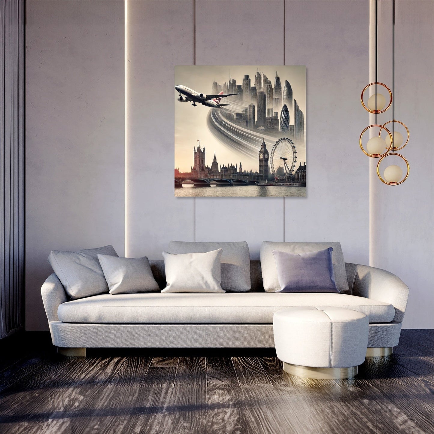 London Dreamscape Jet Canvas