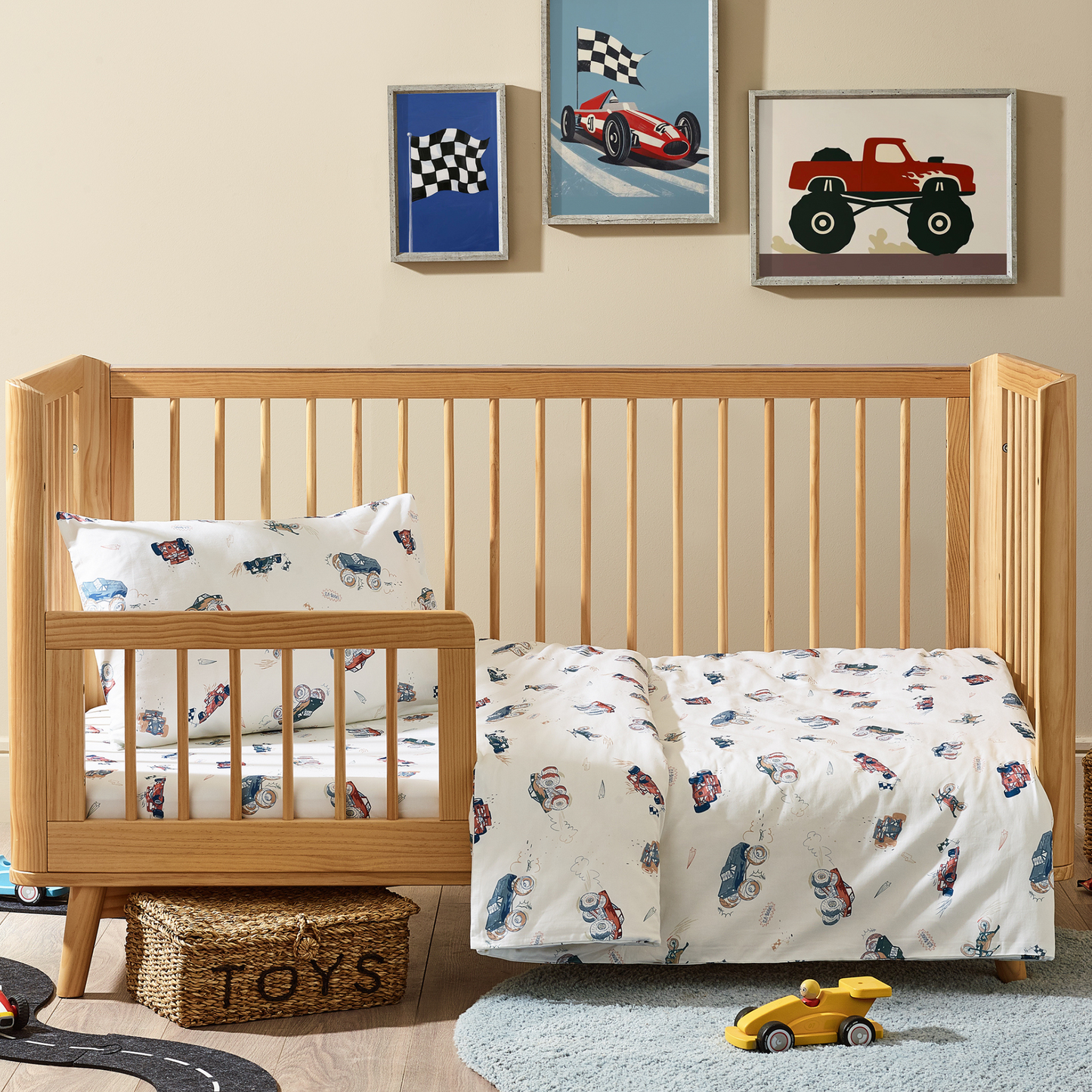 Vehicles Organic Cotton Duvet Cover & Pillowcase