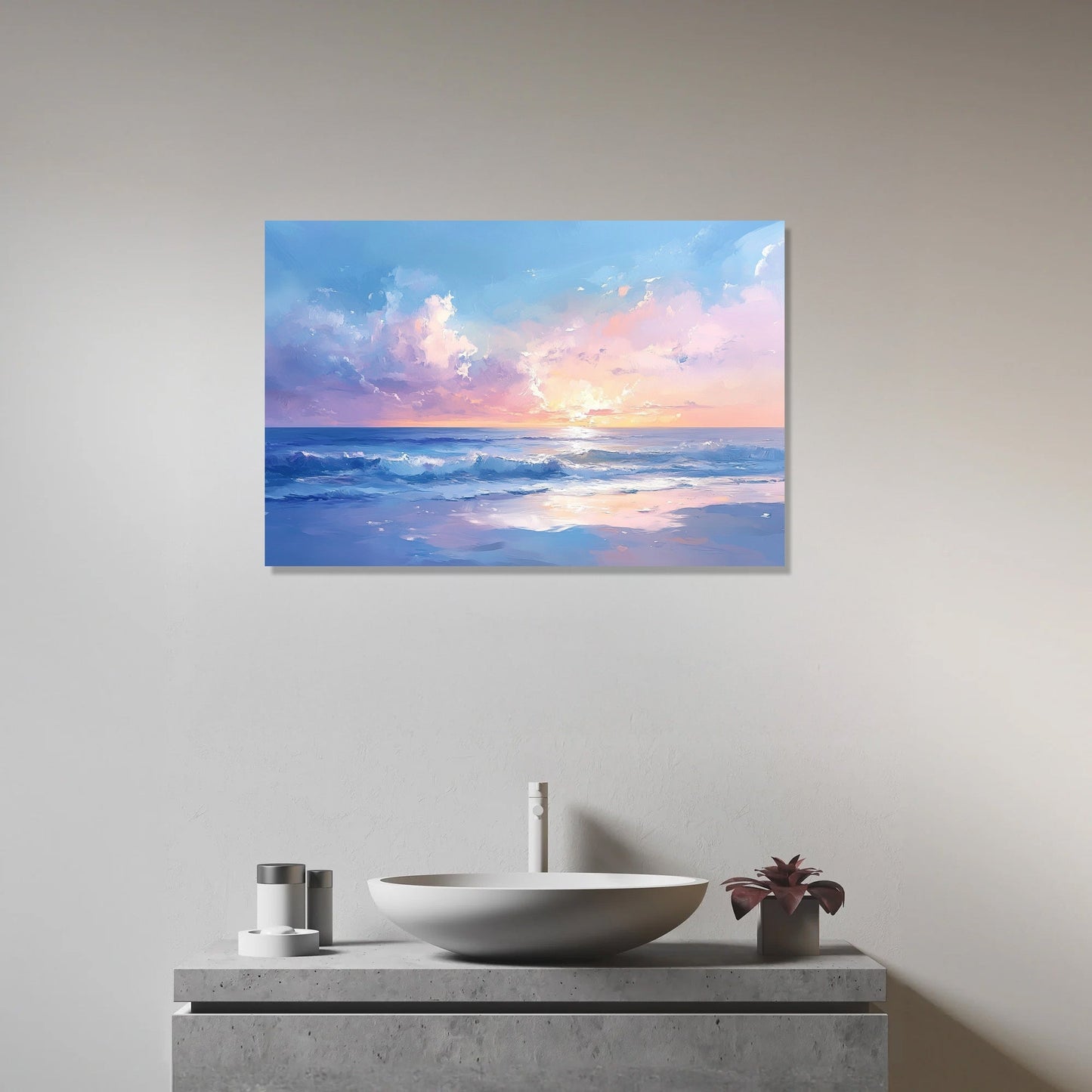 Melancholic Ocean Horizon Canvas