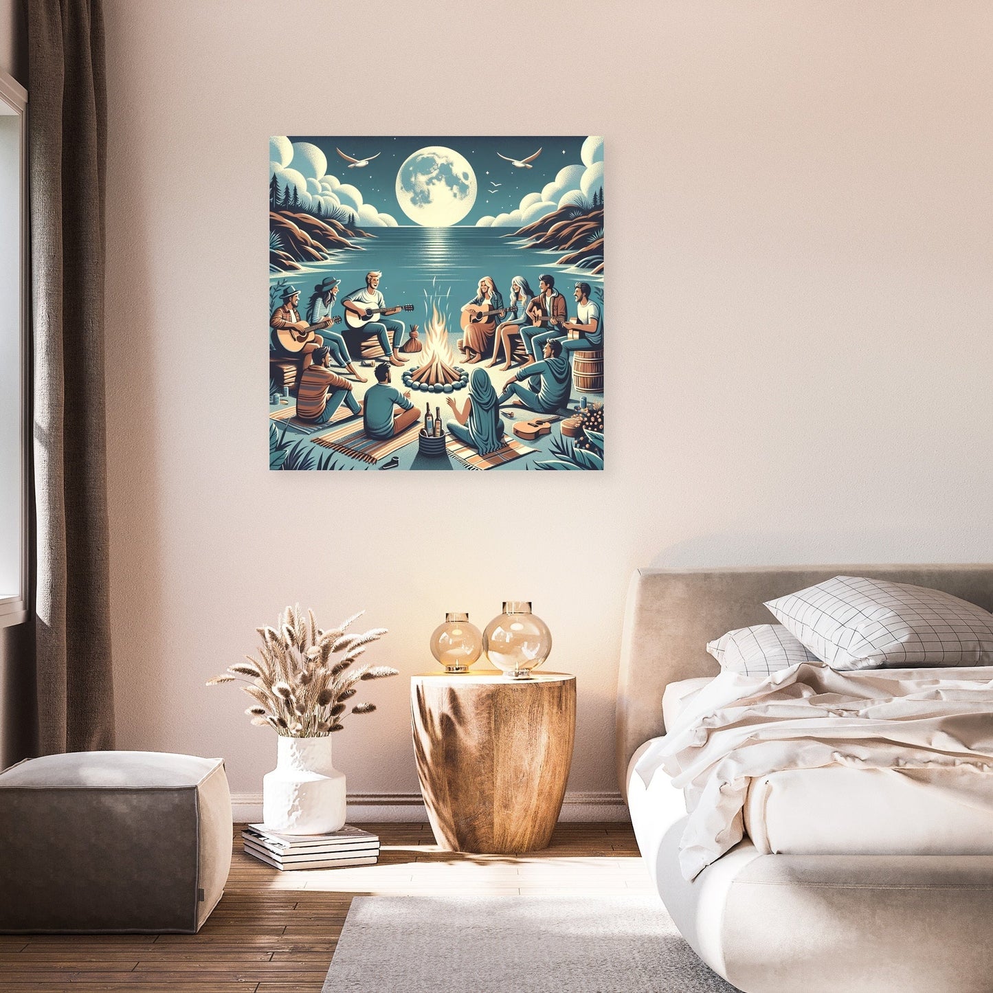 Beach Bonfire Rock Canvas
