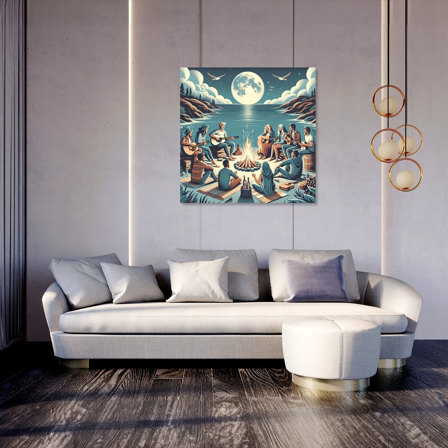 Beach Bonfire Rock Canvas