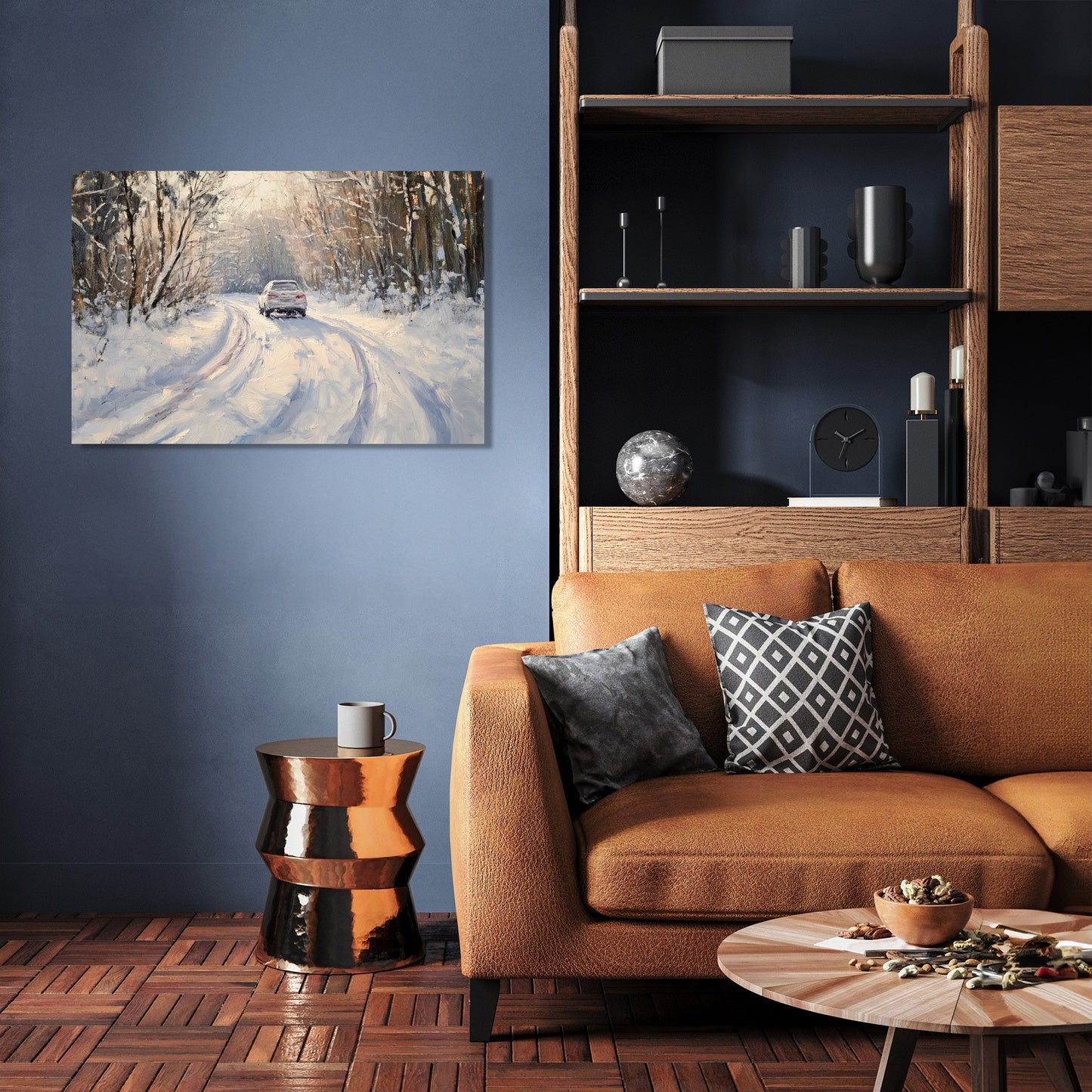 Snowy Car on Winter Canvas