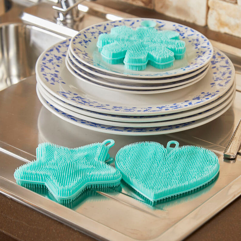 Set of 3 Teal Silicone Dish Scrubbers | Mimo