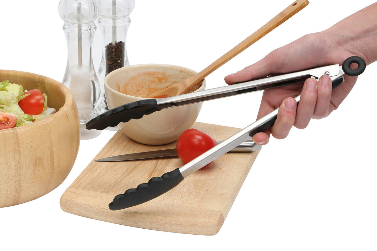 Zing Black Silicone And Stainless Steel Tongs