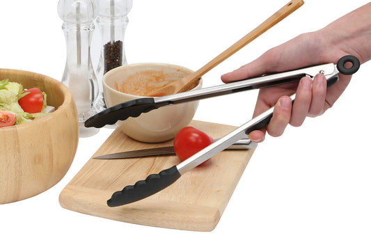 Zing Black Silicone And Stainless Steel Tongs