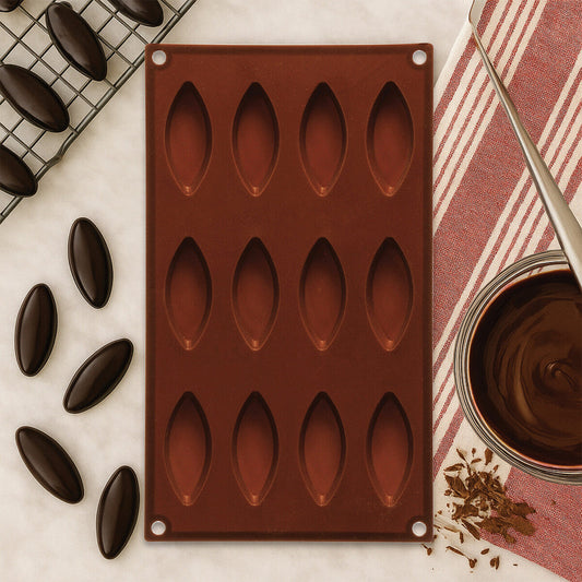 Hallie 12 Elongated Oval Shape Silicone Chocolate Mould