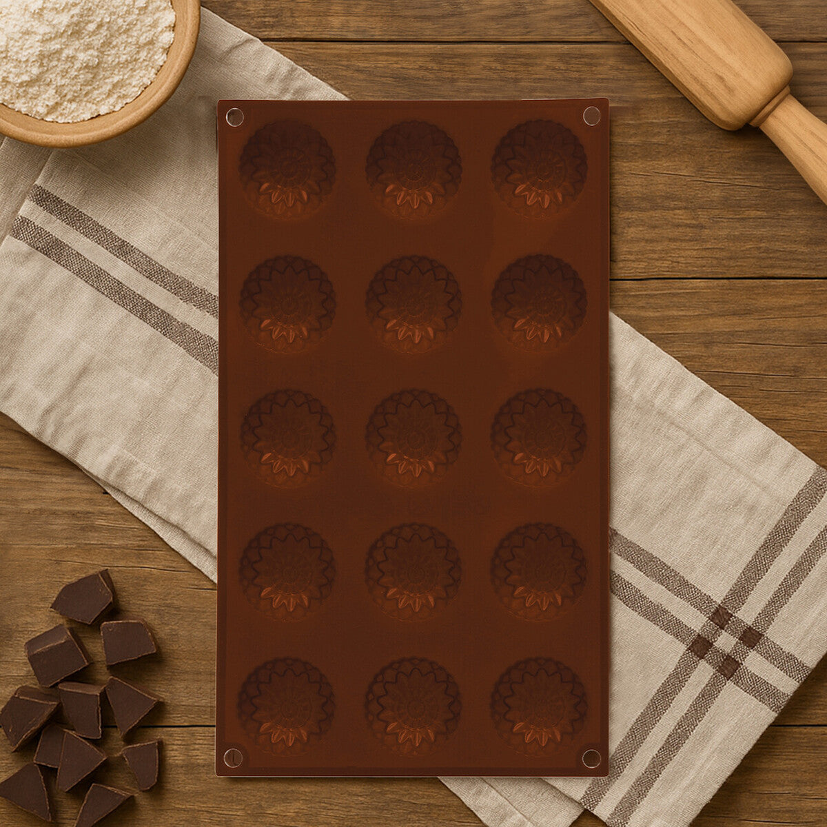15 Sunflower Brown Chocolate Mould