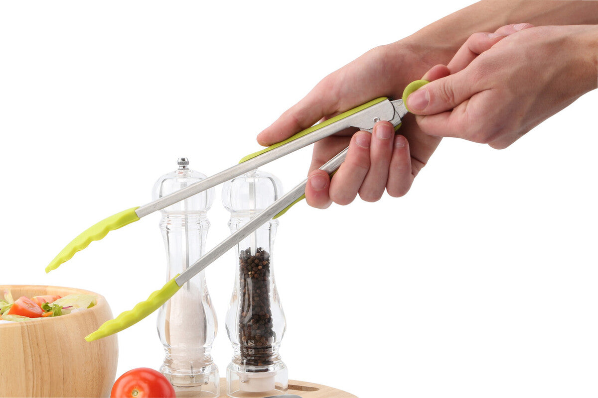 Zing Lime Green Silicone And Stainless Steel Tongs