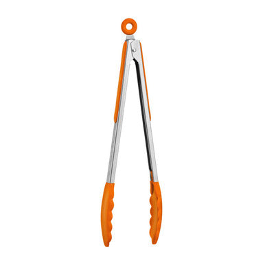 Zing Orange Silicone And Stainless Steel Tongs