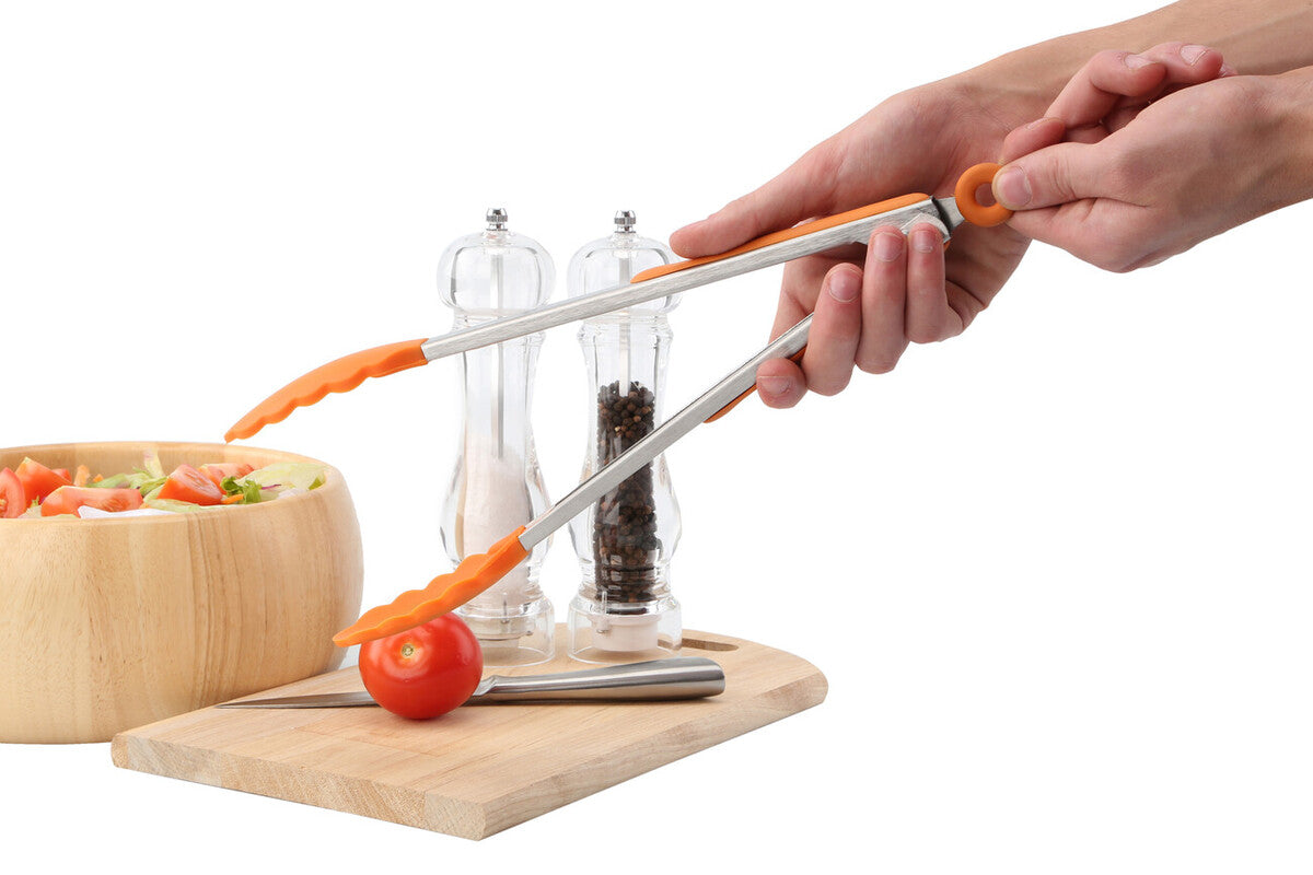 Orange Silicone And Stainless Steel Tongs | Zing