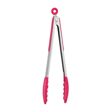 Zing Hot Pink Silicone And Stainless Steel Tongs