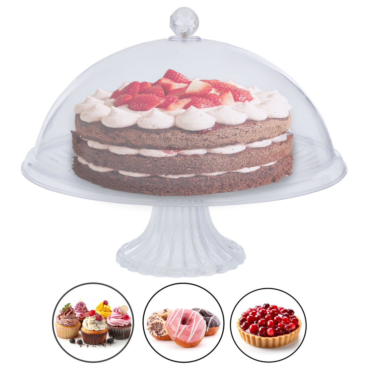 Clear Acrylic Cake Stand with Dome Lid | Faye