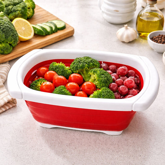 Zing Red Over Sink Collapsible Colander