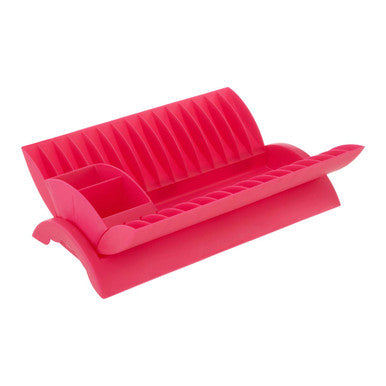 Laurie Hot Pink Dish Drainer With Cutlery Caddy