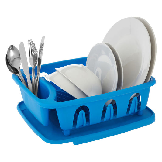 Laurie Blue Plastic Dish Drainer With Removable Tray