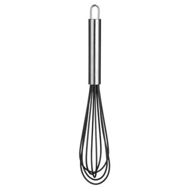 Zing Black Silicone Whisk with Stainless Steel Handle