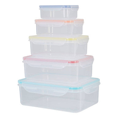 Herrela 5 Piece Rectangular Food Containers with Airtight Lids