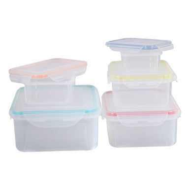 Herrela 5Pc Rectangular Food Containers With Airtight Lids