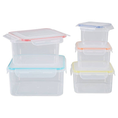 Herrela 5 Piece Square Food Containers with Airtight Lids