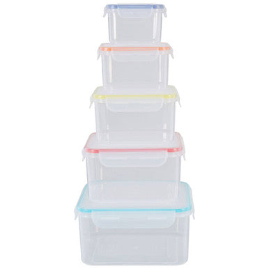 Herrela 5 Piece Square Food Containers with Airtight Lids