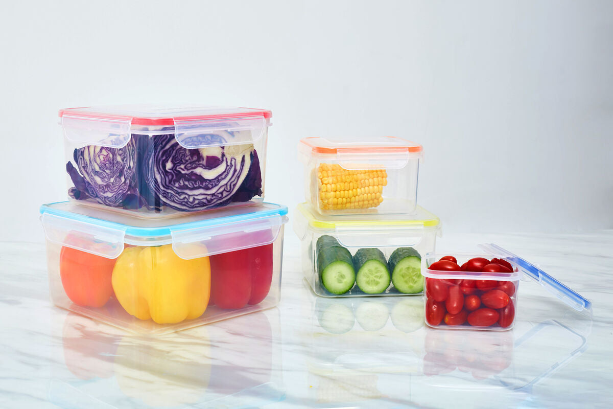 Herrela 5 Piece Square Food Containers with Airtight Lids