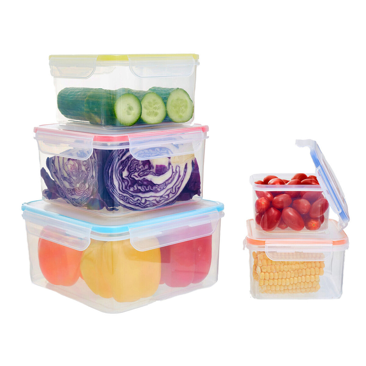 Herrela 5 Piece Square Food Containers with Airtight Lids