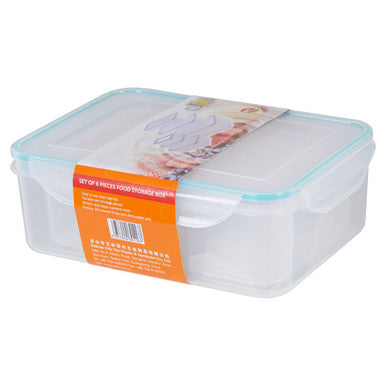 Herrela 6Pc Rectangular Food Containers With Airtight Lids