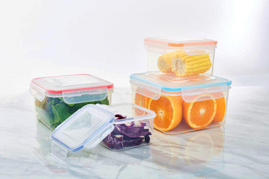 Herrela 4 Piece Square Food Containers with Airtight Lids