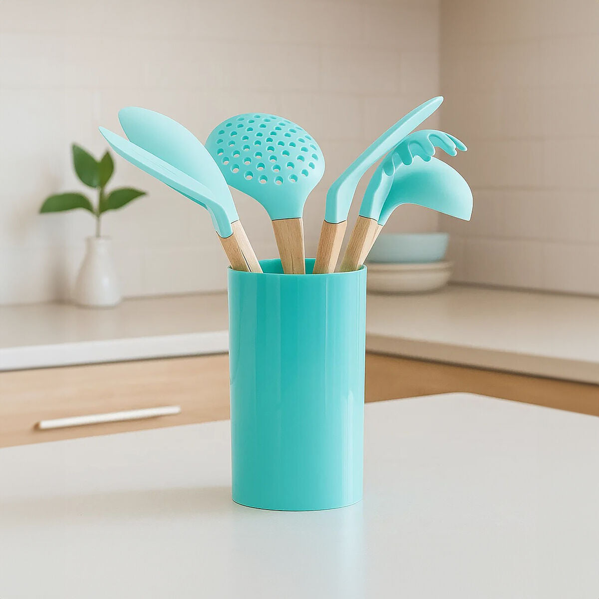 Zing 7 Piece Utensil Set In Pastel Green