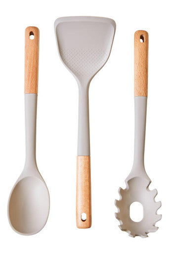 Nova 3Pc Kitchen Tool Set With Stone Grey Silicone Heads