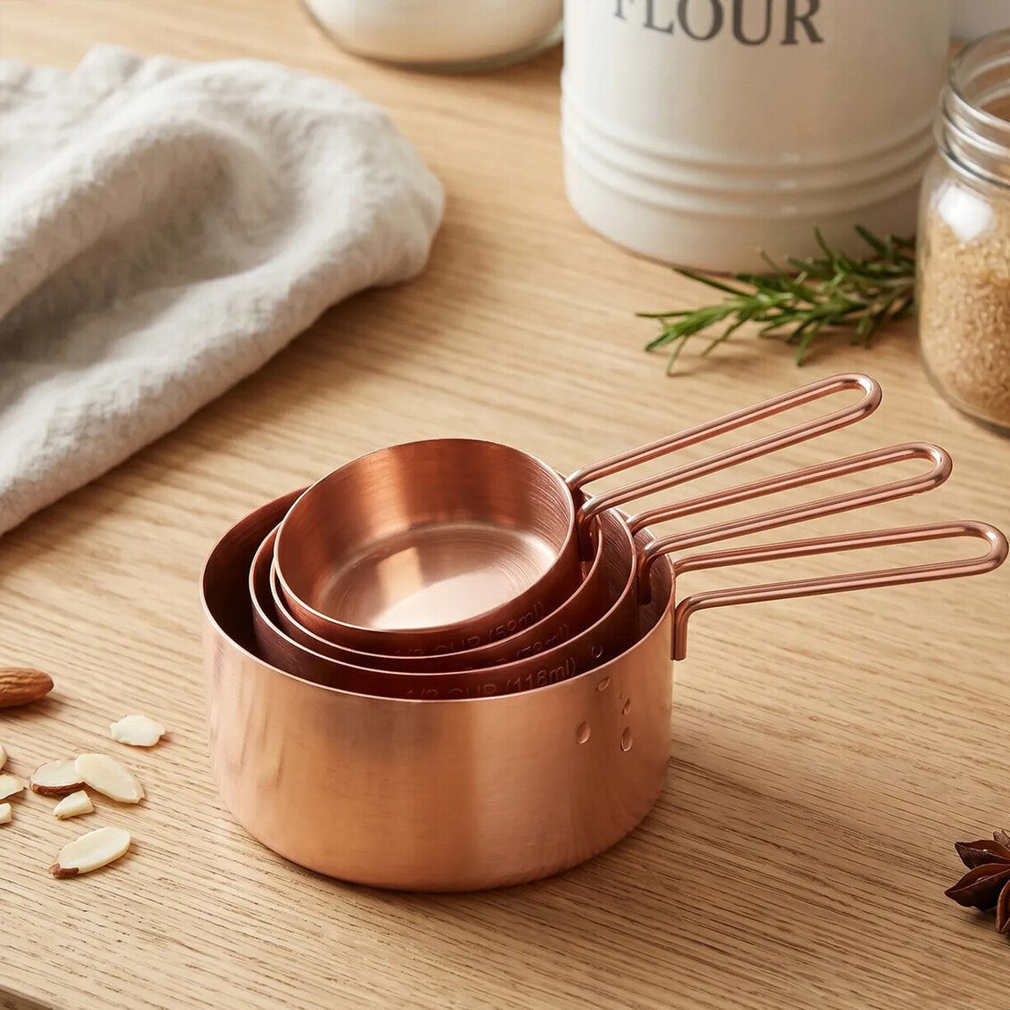 Set Of 4 Rose Gold Measuring Cups | Alchemist