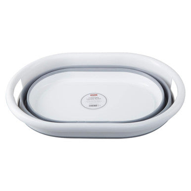 Averill Grey And White Oval Collapsible Laundry Basket