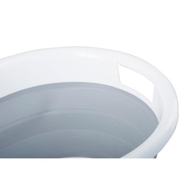 Averill Grey And White Oval Collapsible Laundry Basket