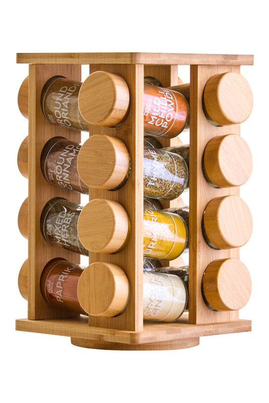 Puro Bamboo Revolving Spice Rack with 16 Jars