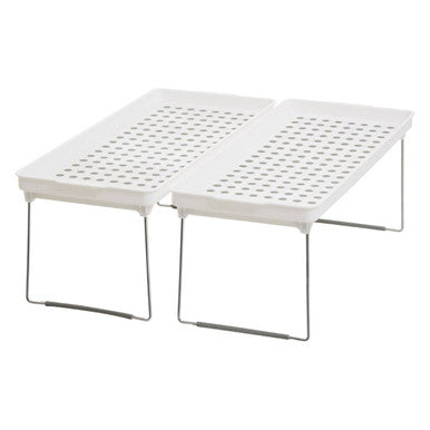 Romm Set Of 2 White And Grey Foldable Cabinet Racks