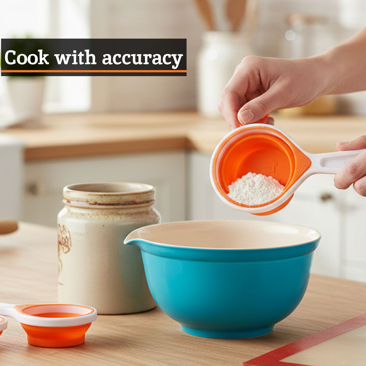 Zing Set Of 4 Collapsible Orange Silicone Measuring Cups