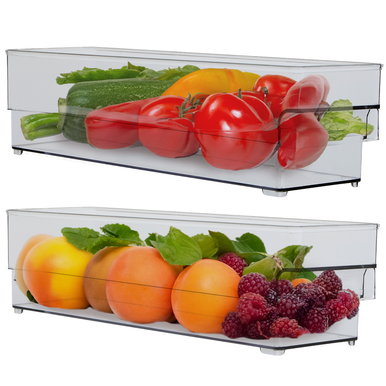Romm Set Of Two Small Stackable Fridge Storage Trays