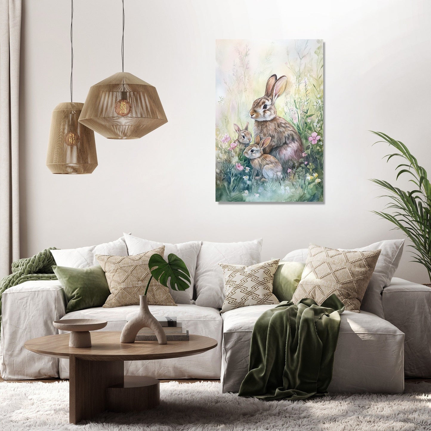 Rabbit Family Spring Canvas